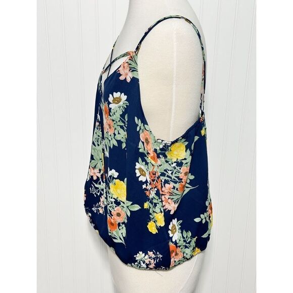 Forever 21 Criss Cross Floral Sleeveless Spaghetti Strap Tank‎ Top Blue Plus 1X - Picture 8 of 9
